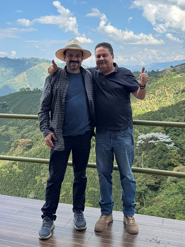 Left: Santiago, Head of Coffee Sourcing for Caffe Nero, Right: Rigo, owner of Finca La Arboleda.